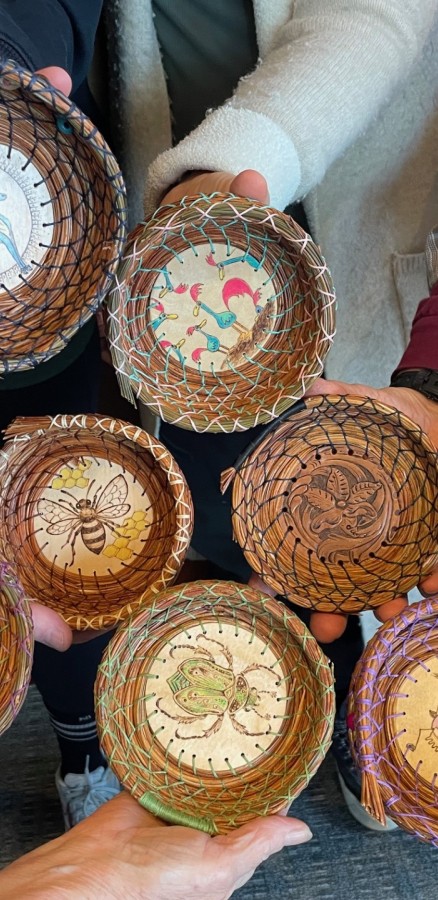 Pine Needle Basket Weaving close up